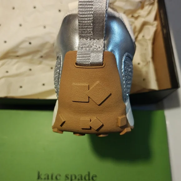 K as in Kate Runner Embellished Silver And White Sneaker. Size 8 NWT - Picture 2 of 6